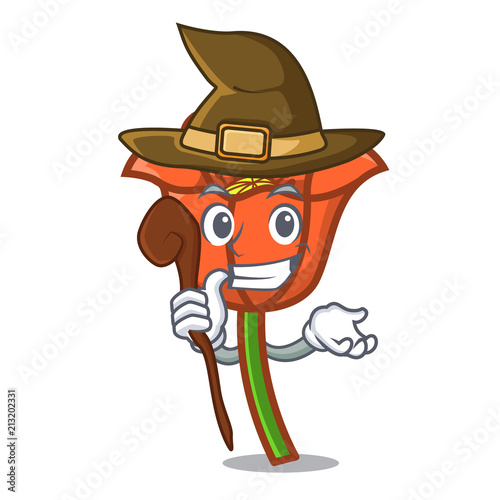 Witch poppy flower mascot cartoon