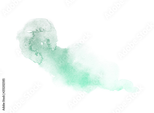 spectrum watercolor splash background isolated on white, for text,tag, logo, design. color like dark pale green, teal, emerald