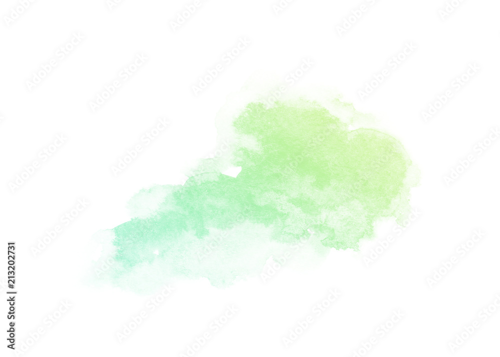spectrum watercolor splash background isolated on white, for text,tag, logo, design. color like green, emerald, turquoise, lime, neon, light, grass