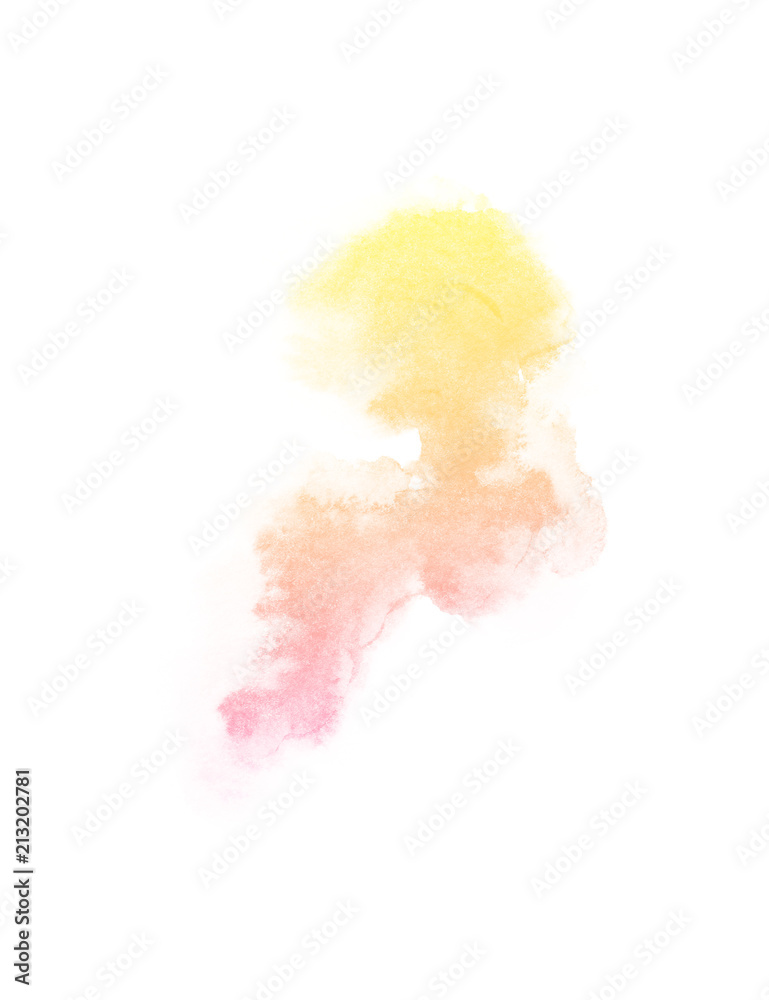 spectrum watercolor splash background isolated on white, for text,tag, logo, design. color like  magenta, pink, orange, yellow, peach