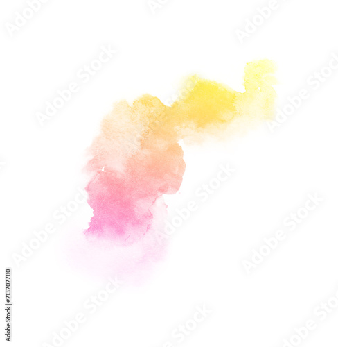 spectrum watercolor splash background isolated on white, for text,tag, logo, design. color like magenta, pink, orange, yellow, peach