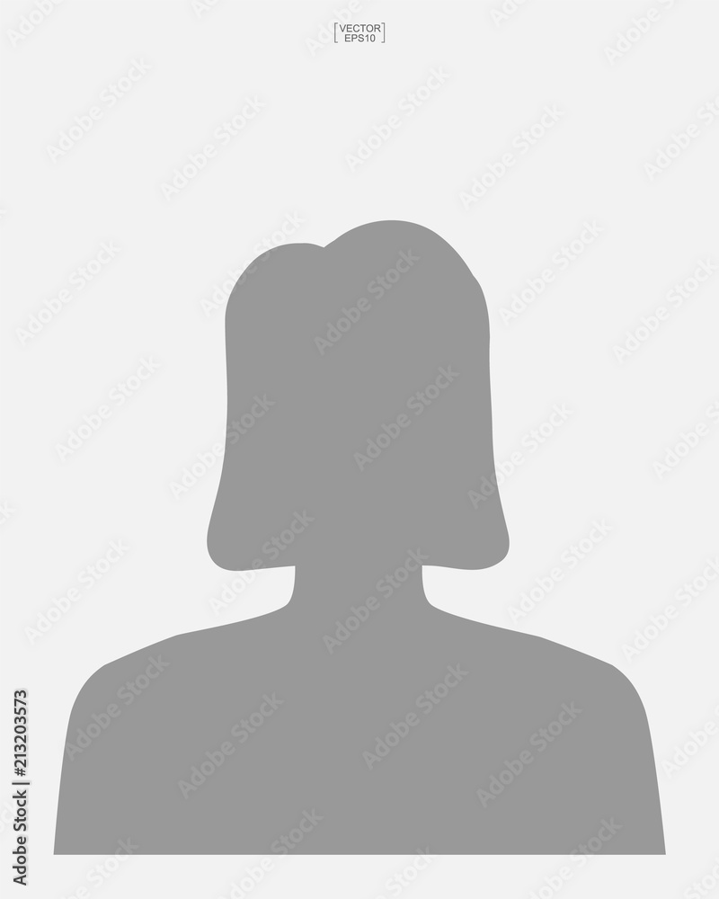 Woman icon for picture profile. Female icon. Human or people sign and symbol for template design. Vector. Woman icon for picture profile. Female icon. Human or people sign and symbol for template design. Vector.