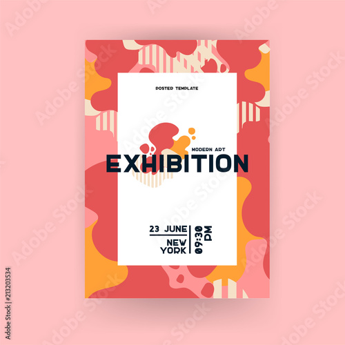 Creative universal art poster. Wave geometric pattern. Gallery or exhibition graphic elements