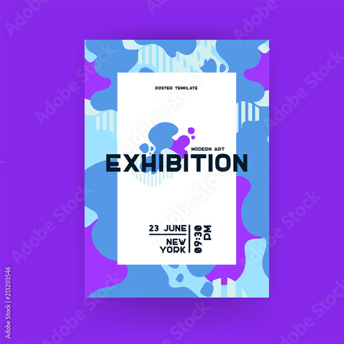 Creative universal art poster. Wave geometric pattern. Gallery or exhibition graphic elements