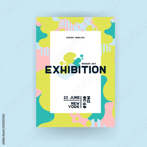 Creative universal art poster. Wave geometric pattern. Gallery or exhibition graphic elements