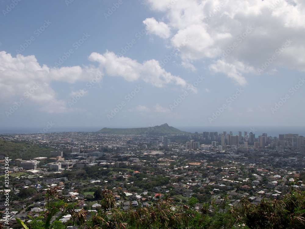 Diamondhead and the city of Honolulu on Oahu on a nice day