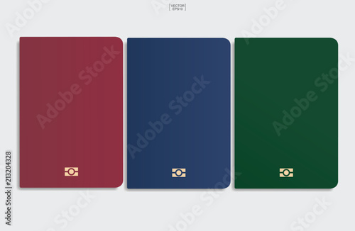 Set of passport on white background. Vector. photo