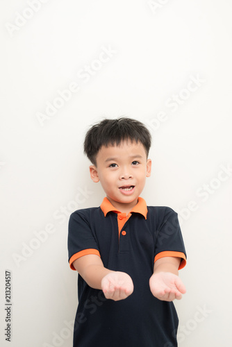 asian kids open palm hand gesture