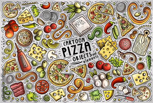 Set of Pizza items, objects and symbols