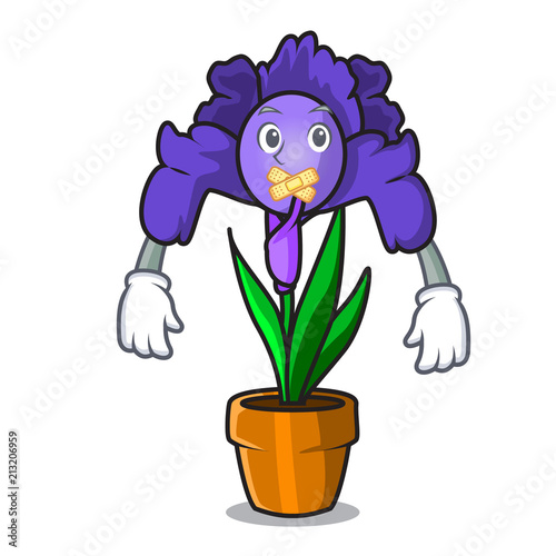 Silent iris flower mascot cartoon photo