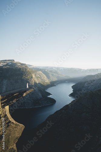 Trolltunga sunset in a whit...