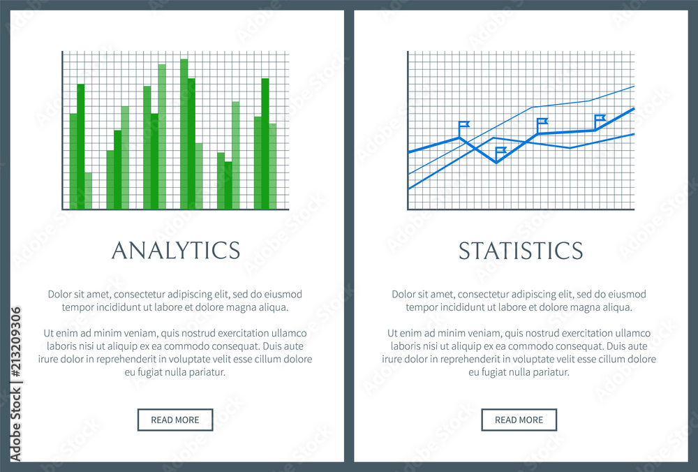 Analytics Chart and Statistics Graph, Color Cards Analytics Chart and Statistics Graph, Color Cards