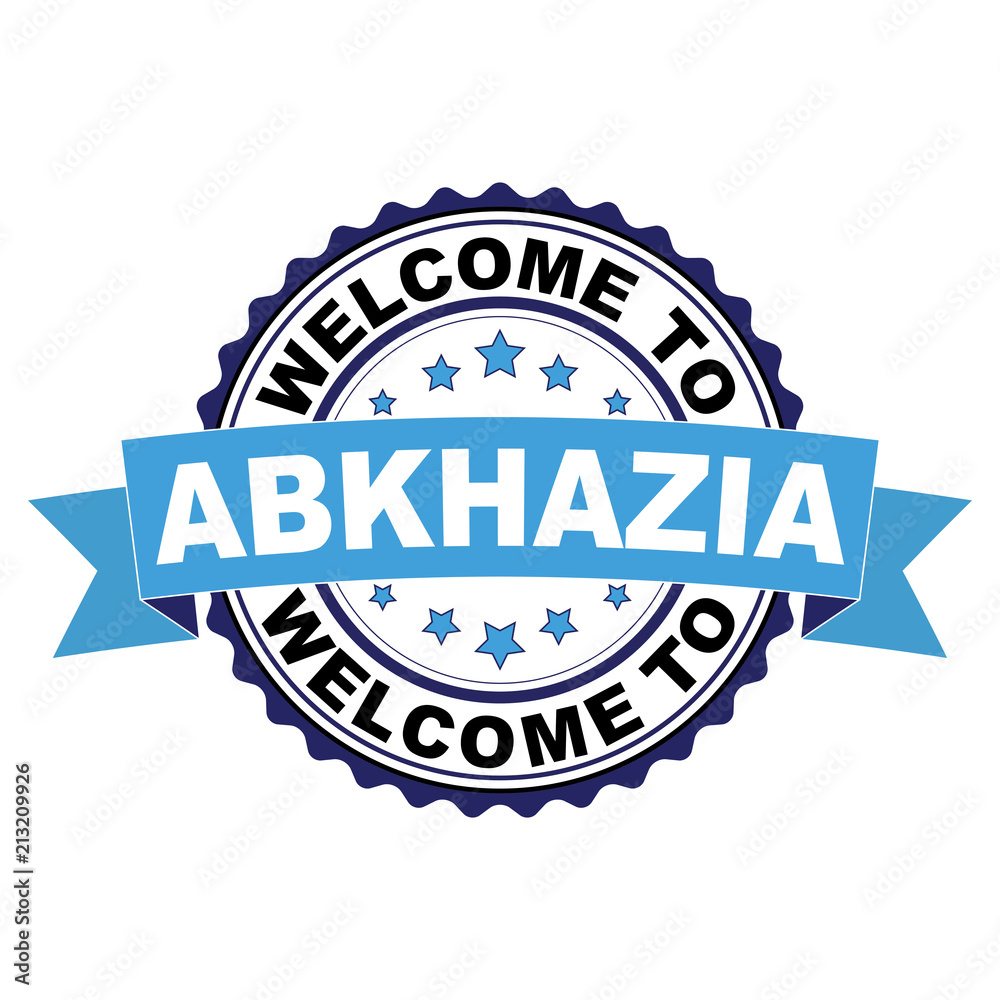 Welcome to Abkhazia blue black rubber stamp illustration vector on white background