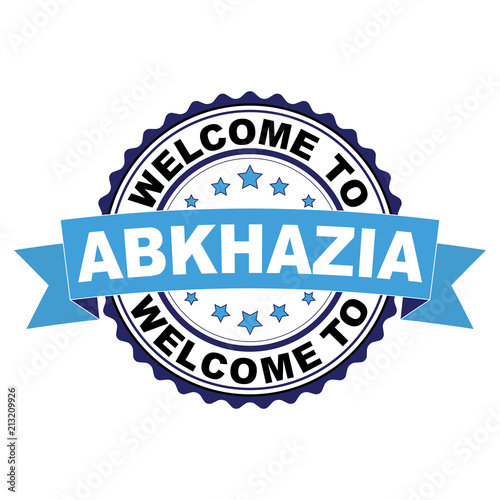Welcome to Abkhazia blue black rubber stamp illustration vector on white background