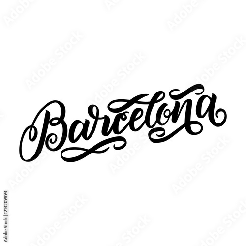 City logo isolated on white. Black label or logotype. Vintage badge calligraphy in grunge style. Great for t-shirts or poster. Barselona  Spain