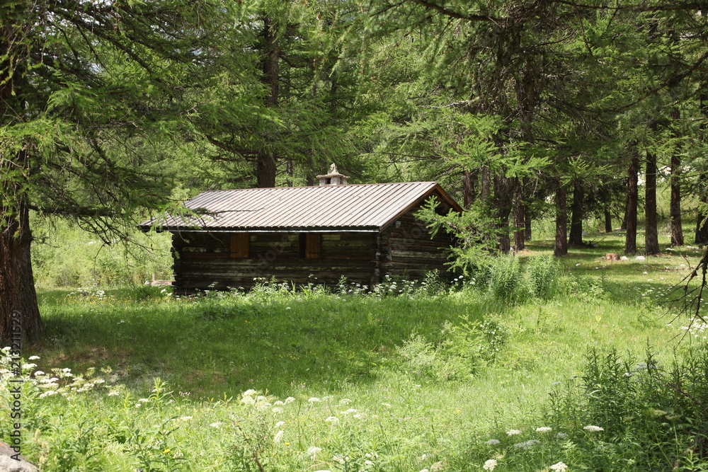 two traditional alpine houses on Italian Alps two traditional alpine houses on Italian Alps