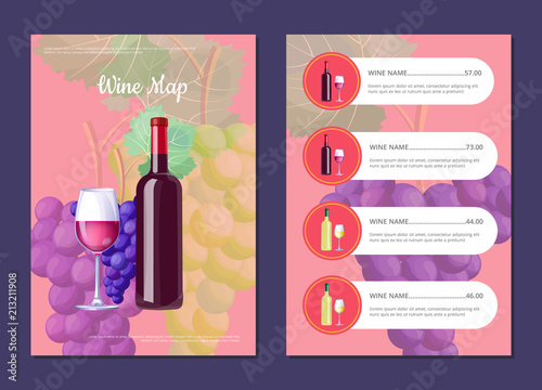 Wine Map with Full Bottle on Cover and Price List