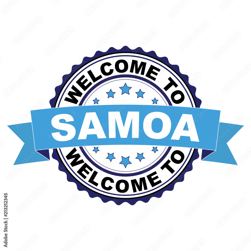 Obraz premium Welcome to Samoa blue black rubber stamp illustration vector on white background