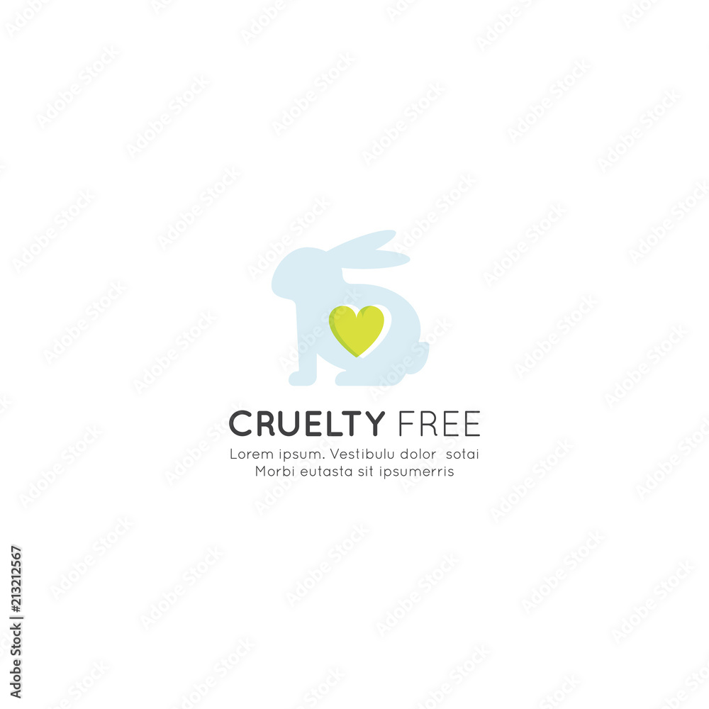 Vector Icon Style Illustration Logo Badge with Rabbit and Heart, Not Tested On Animals, Cruelty Free Lab Product Label, Isolated Minimalistic Design Vector Icon Style Illustration Logo Badge with Rabbit and Heart, Not Tested On Animals, Cruelty Free Lab Product Label, Isolated Minimalistic Design