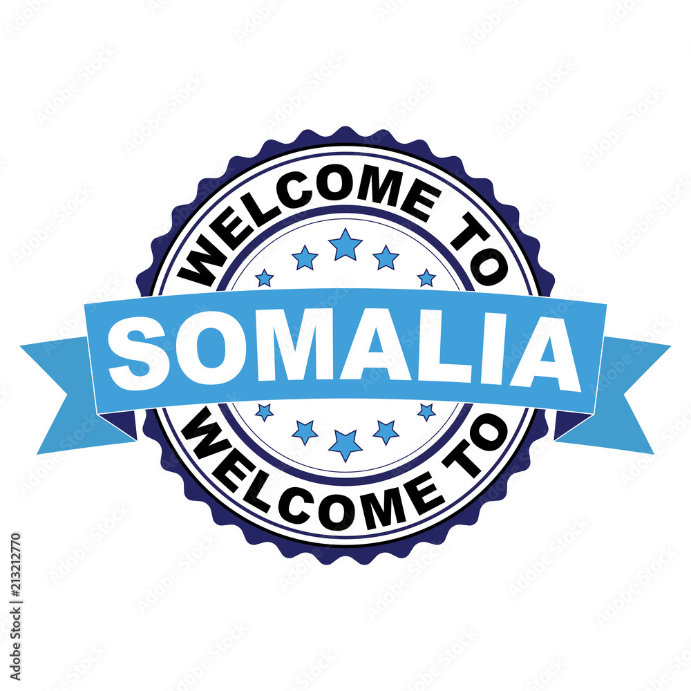 Welcome to Somalia blue black rubber stamp illustration vector on white background Welcome to Somalia blue black rubber stamp illustration vector on white background
