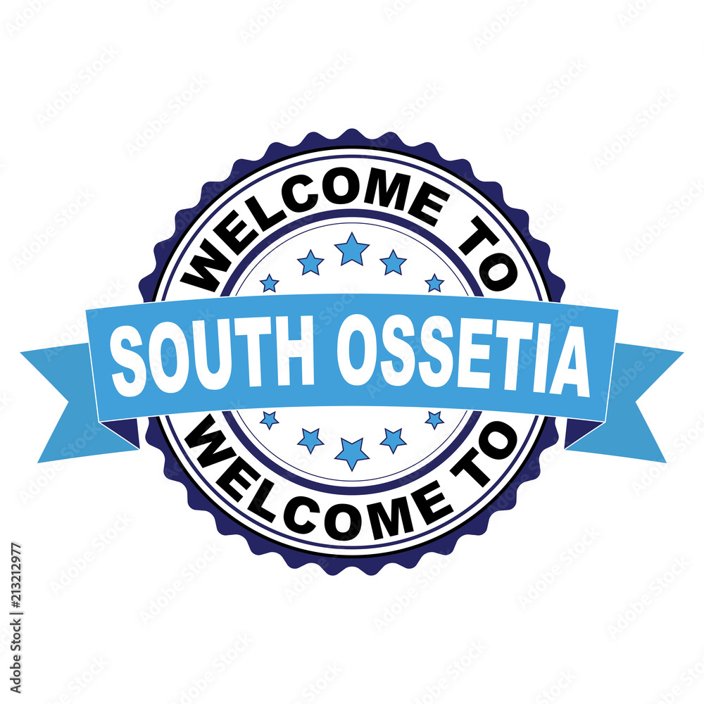 Fototapeta premium Welcome to South Ossetia blue black rubber stamp illustration vector on white background