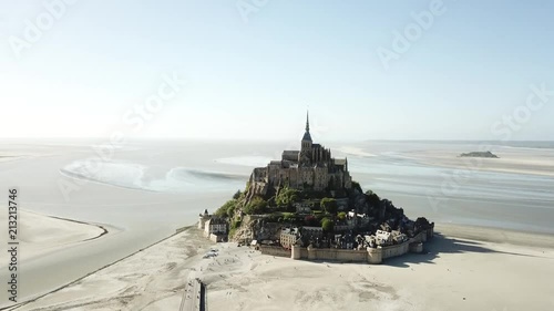 Aerial view. Mont-Saint-Michel is an island commune in Brittany, France. photo