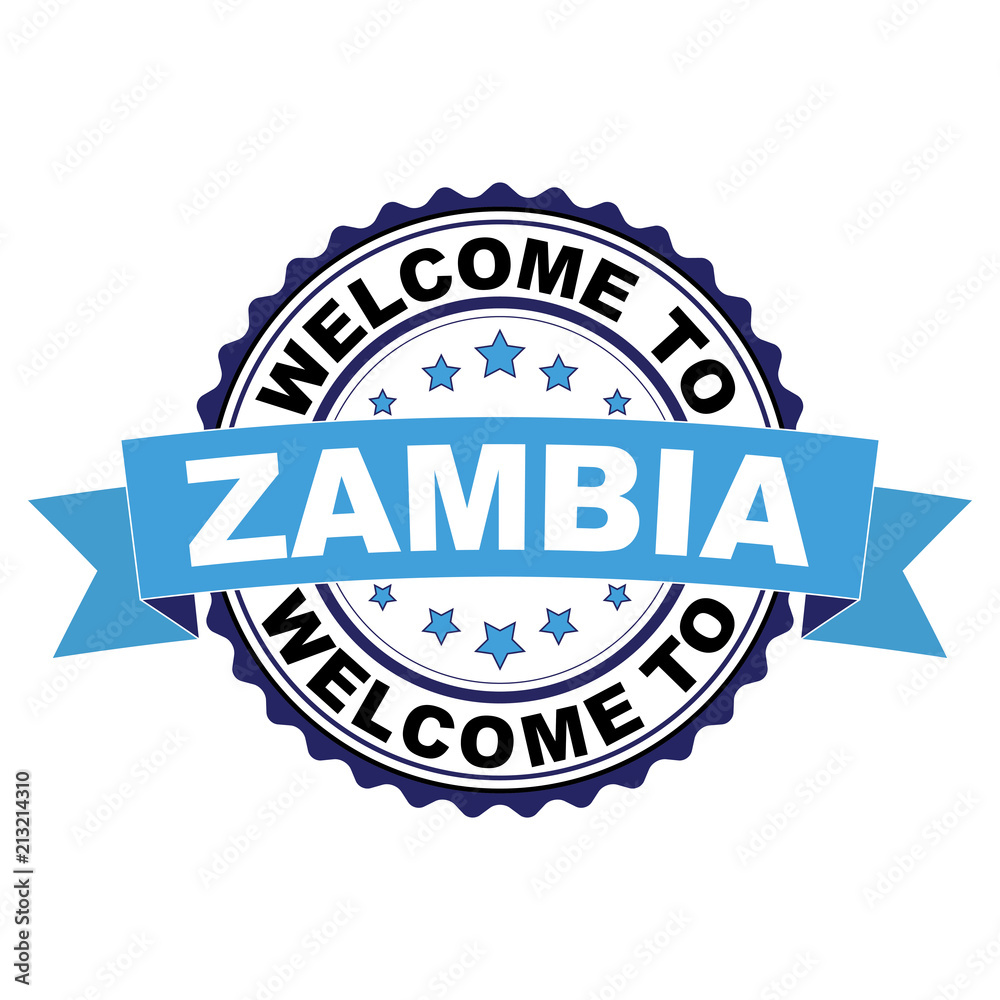 Welcome to Zambia blue black rubber stamp illustration vector on white background Welcome to Zambia blue black rubber stamp illustration vector on white background