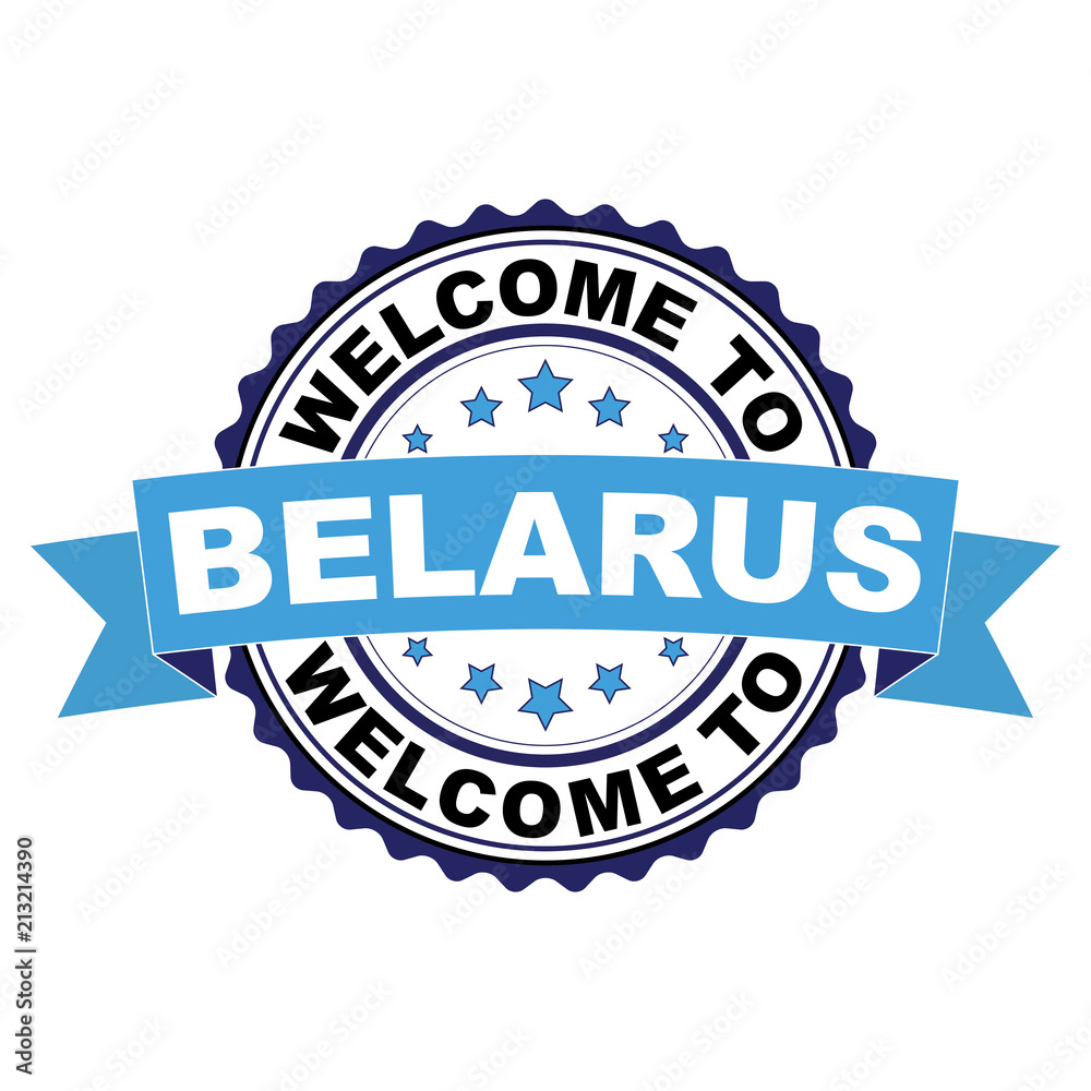 Welcome to Belarus blue black rubber stamp illustration vector on white background