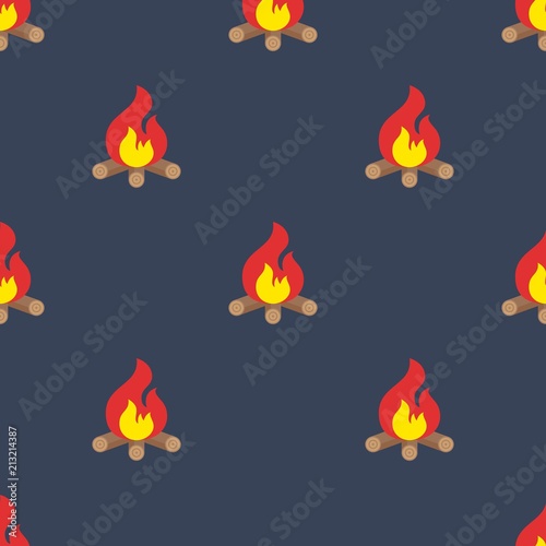 Campfire seamless pattern for use as wrapping paper gift or wallpaper and printing, summer vacation theme