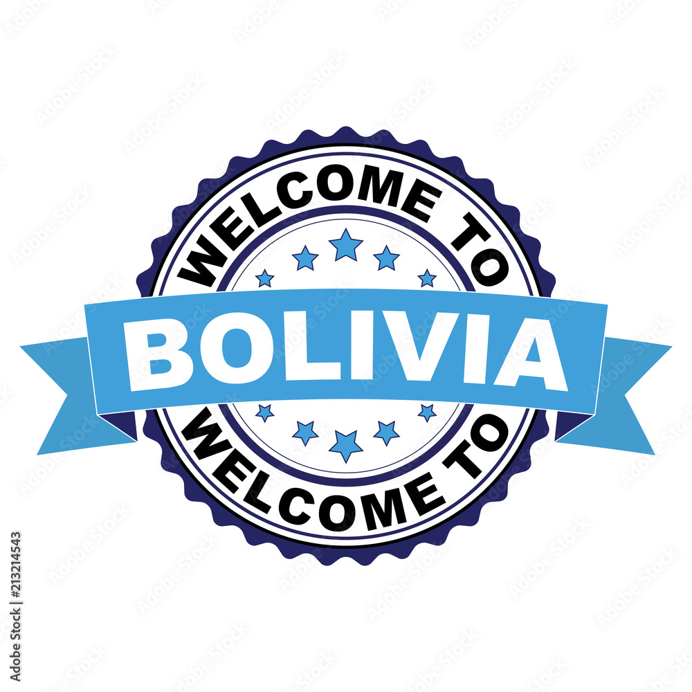Fototapeta premium Welcome to Bolivia blue black rubber stamp illustration vector on white background