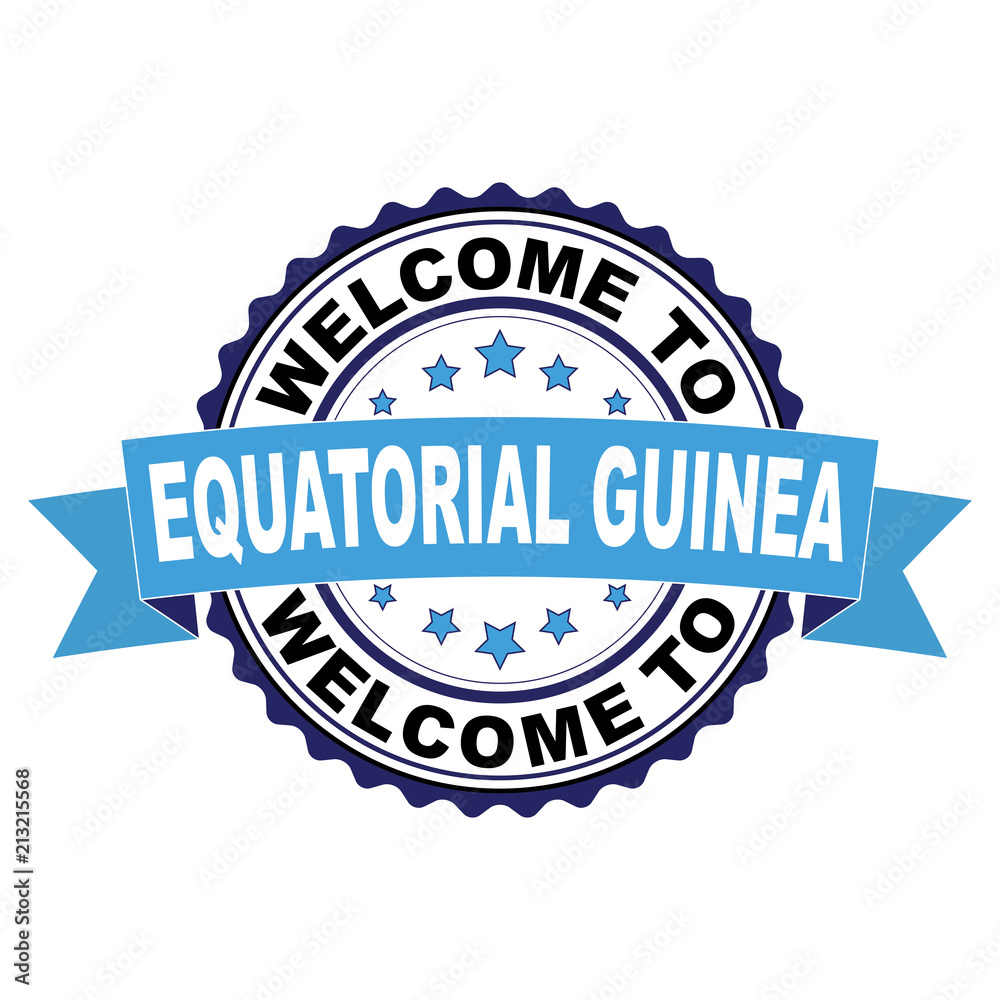 Welcome to Equatorial guinea blue black rubber stamp illustration vector on white background Welcome to Equatorial guinea blue black rubber stamp illustration vector on white background