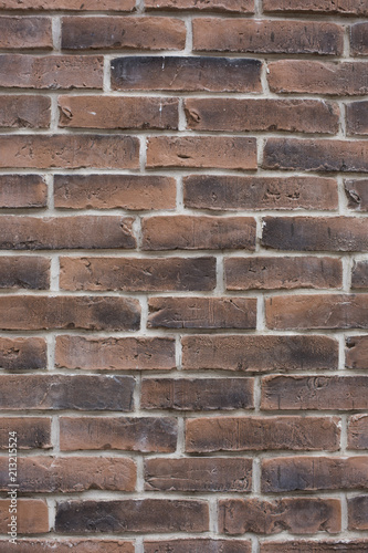old dirty brown bricks wall pattern texture background vertical shot