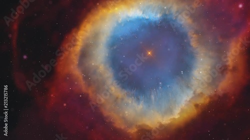 Colorful dynamic nebula Fly through stars in Helix Nebula Space background
