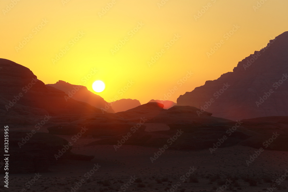 Wadi Rum desert at dawn, Jordan.