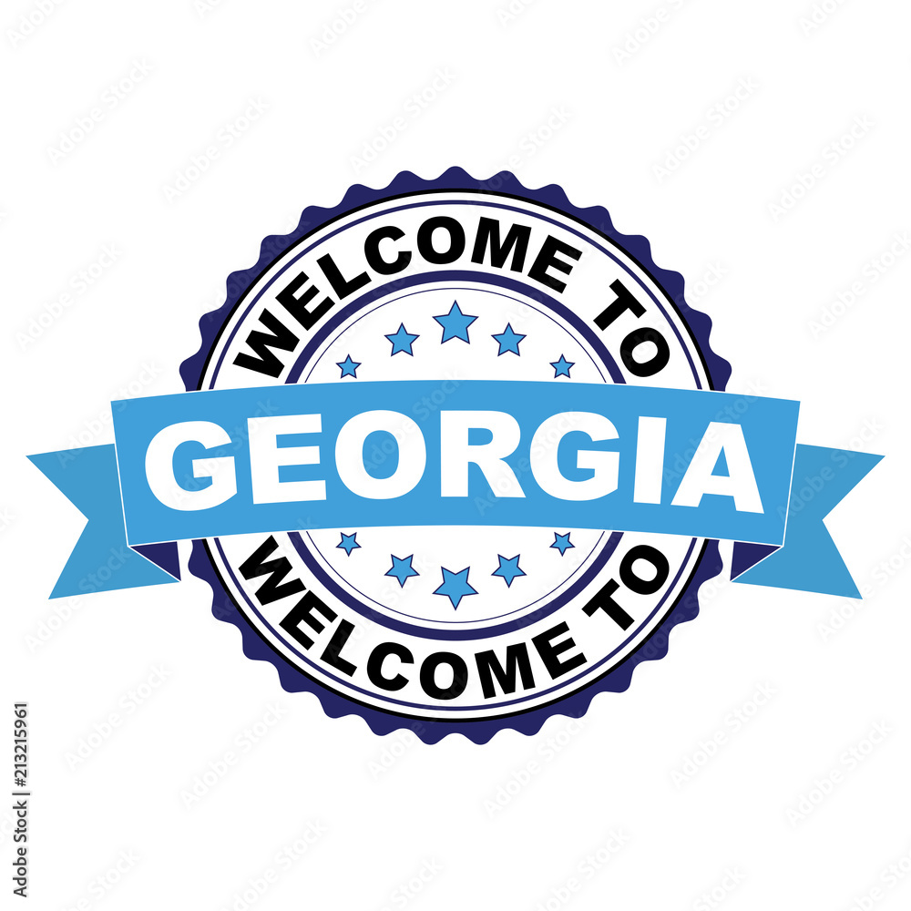Welcome to Georgia blue black rubber stamp illustration vector on white background