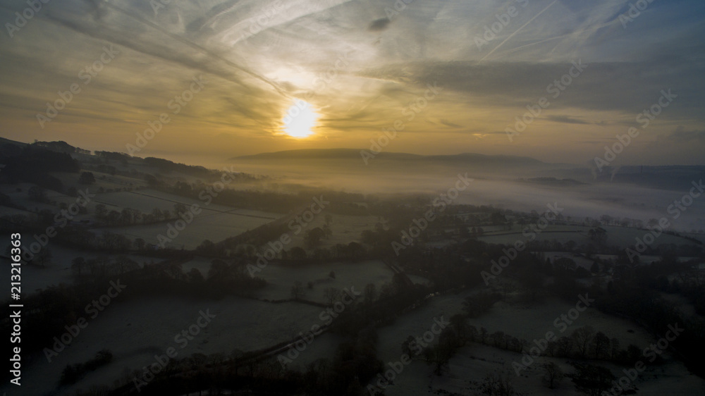 Foggy Sunrise in British Countryside