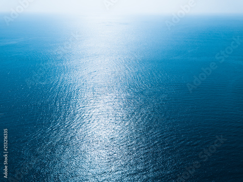 Sea surface aerial view with horizon