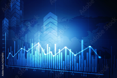 2d rendering Stock market online business concept. business Graph 