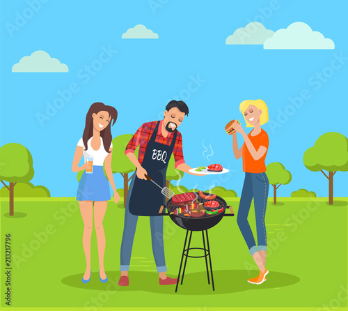 Steak and Barbecue Party, Vector Illustration
