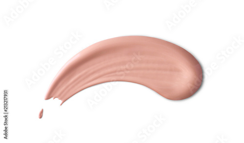 Cosmetic liquid foundation cream smudge smear strokes. Make up smear isolated on white background