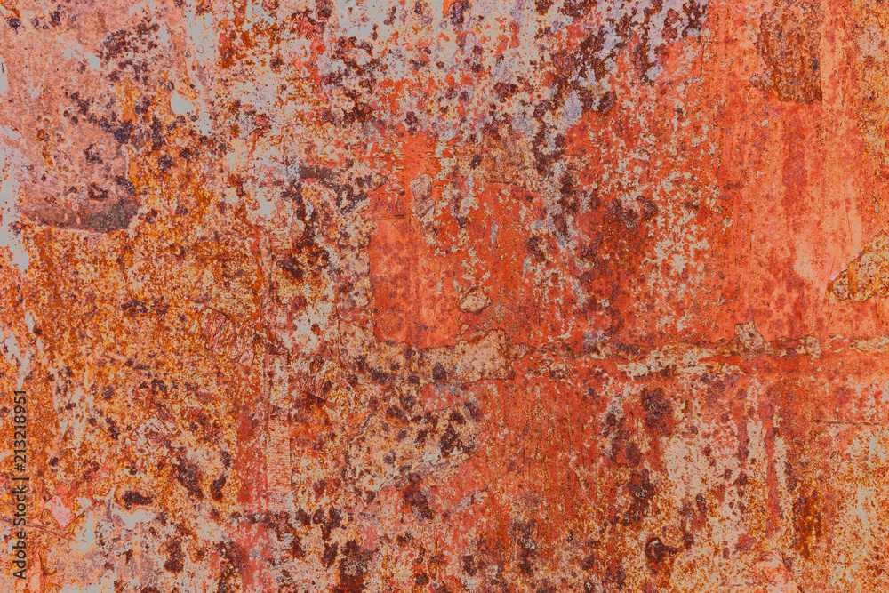 Red painted metal with rust Red painted metal with rust