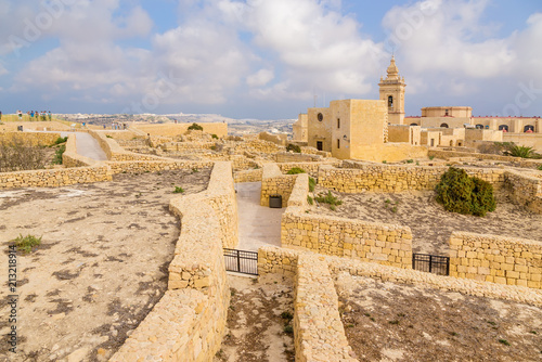 Victoria, the island of Gozo, Malta. The ancient buildings inside the Citadel