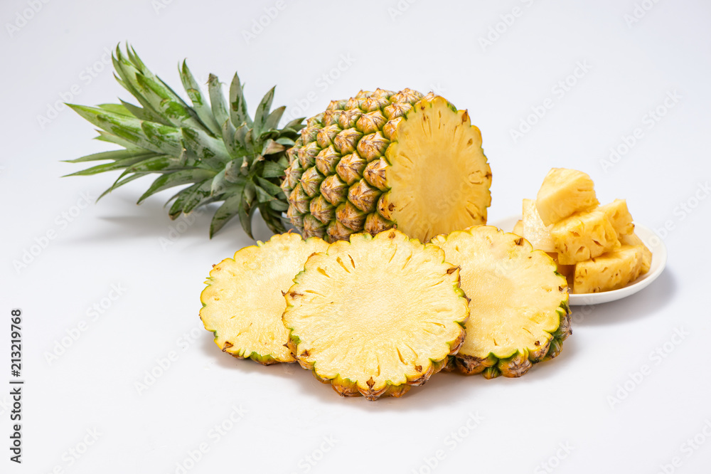 sliced pineapple isolated on white background sliced pineapple isolated on white background
