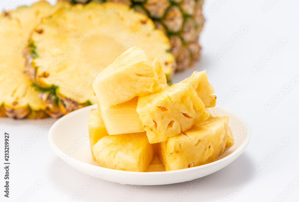 sliced pineapple isolated on white background sliced pineapple isolated on white background