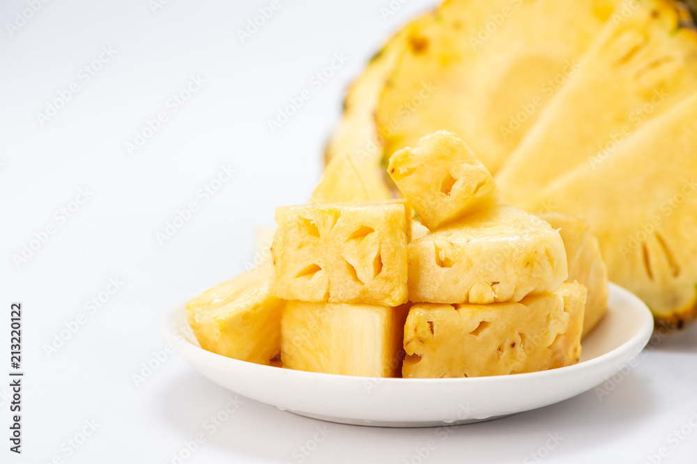 sliced pineapple isolated on white background sliced pineapple isolated on white background