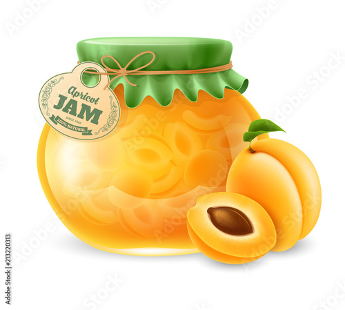 Apricot jam in the glass jar