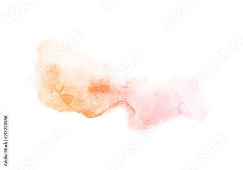 rainbow watercolor splash backdrop isolated on white, for text,tag, logo, design. color like pink, peach, yellow, orange, 