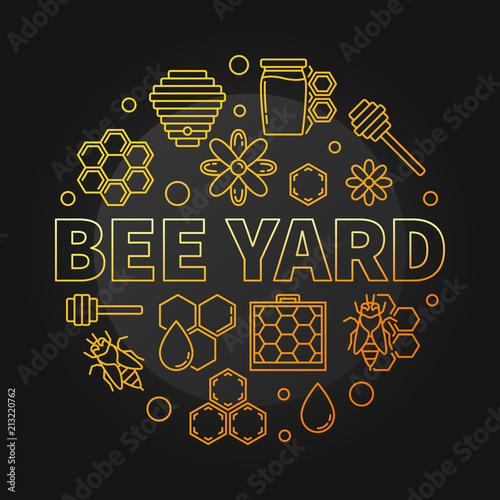 Bee Yard vector round yellow creative linear illustration