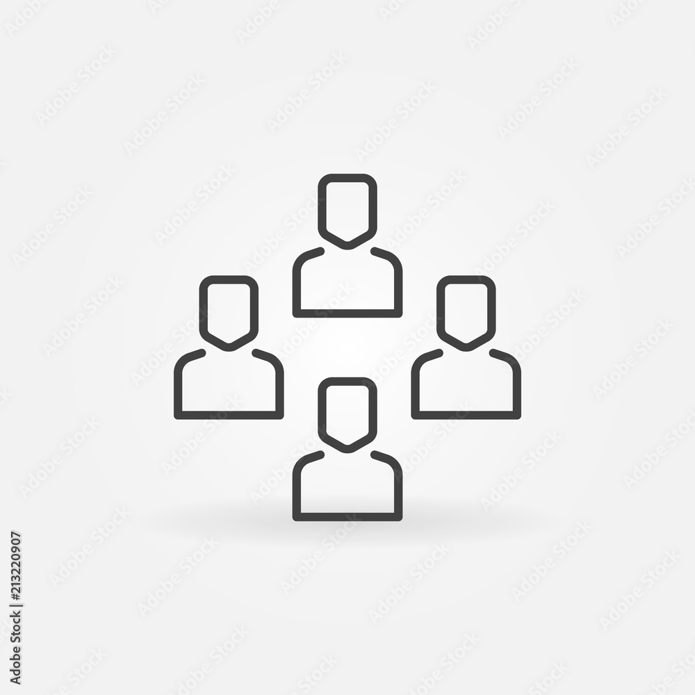 Outsourcing vector icon with workers. Concept thin line sign Outsourcing vector icon with workers. Concept thin line sign