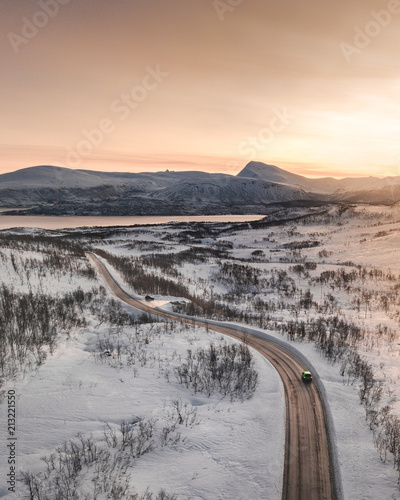 Sunrise in a frozen arctic ...